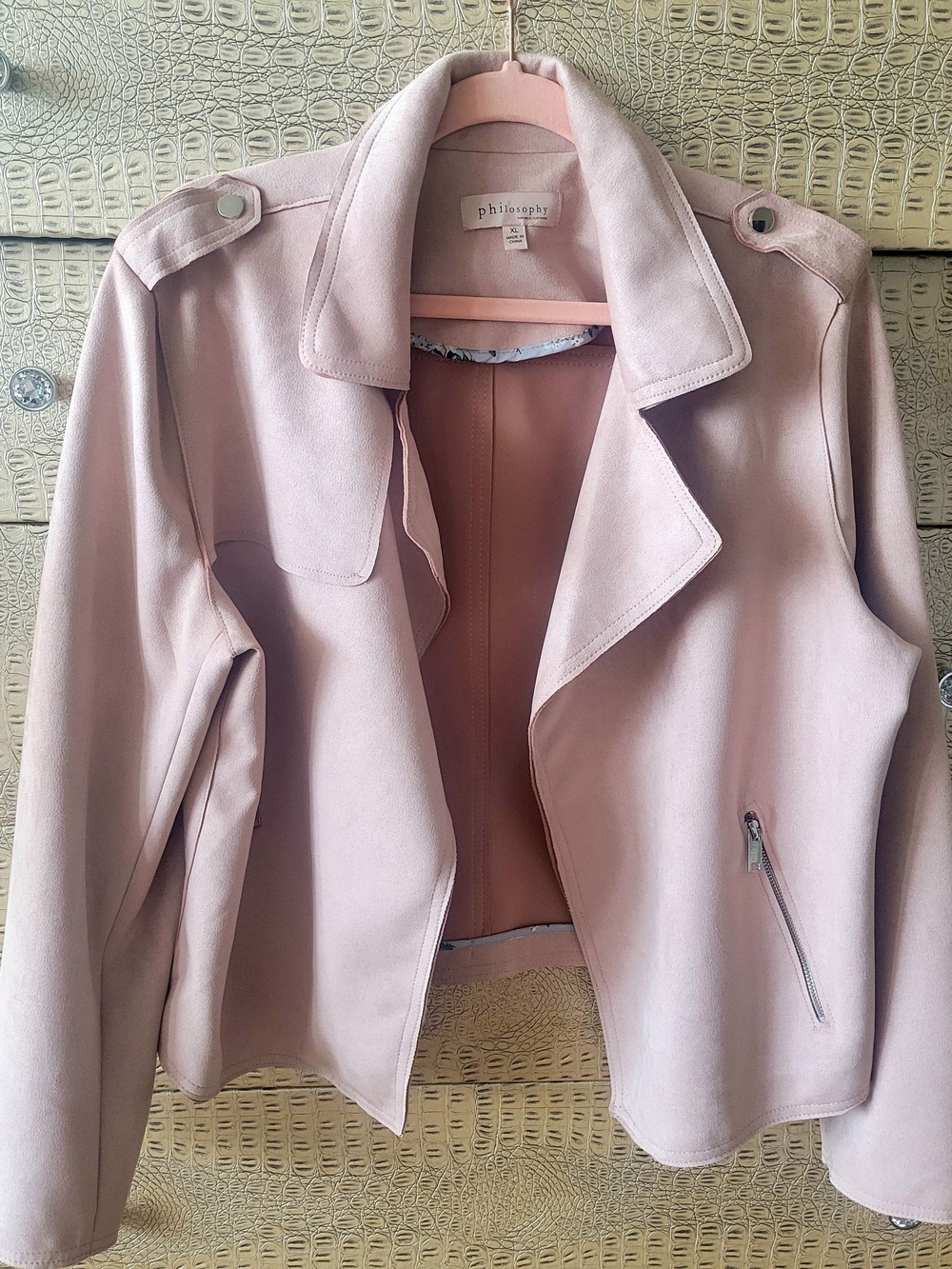 Philosophy Blush Pink Moto-Style Leather Jacket